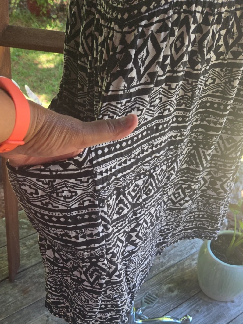 Black And Cream Abstract Print Midi Sundress Size Extra Large